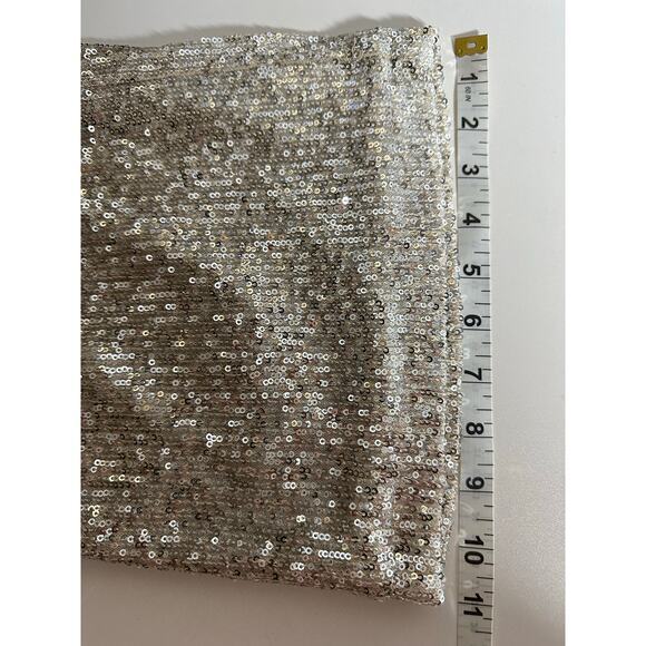 Boston Proper Sequin Wide Leg Pants Sz M Champagne Elastic Waist Stretch Shimmer - Picture 8 of 12